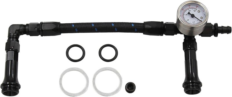 LVOUP 4150 Carburetor Fuel Line Kit AN6 Dual Feed Fuel Line with Pressure Gauge for Holley Black with Pattern - Image 1